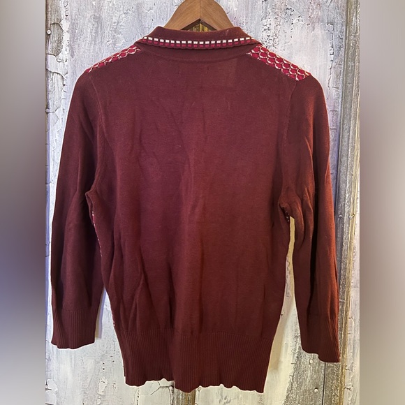 Louie Lucie Retro Style Burgundy Pebble Cotton Blend Pullover Sweater L - Picture 4 of 4